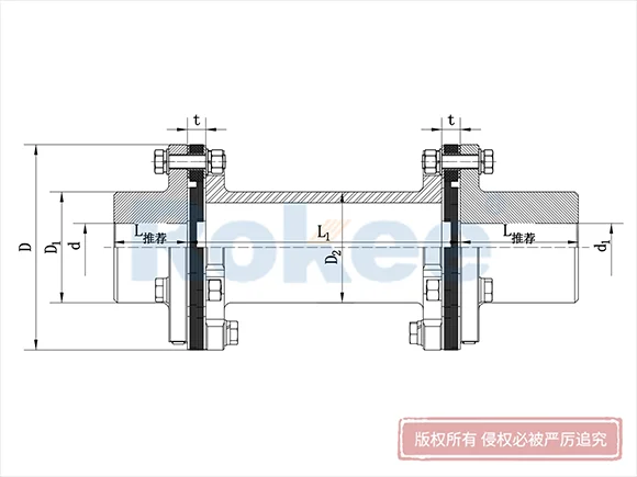 JMIIJ型带中间轴不带沉孔膜片联轴器