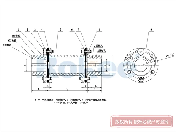 JMIJ型带中间轴带沉孔膜片联轴器